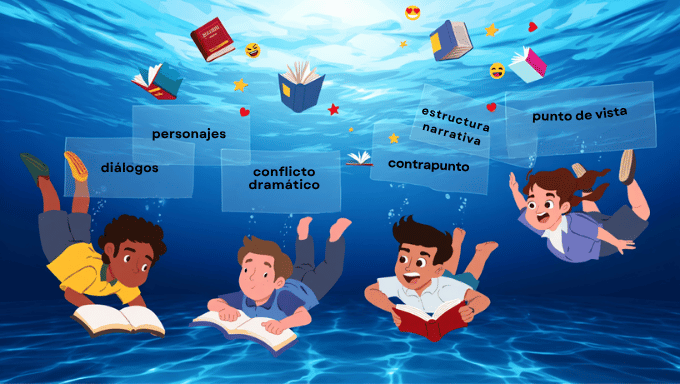 Grupo de estudiantes buceando en las profundidades del análisis literario