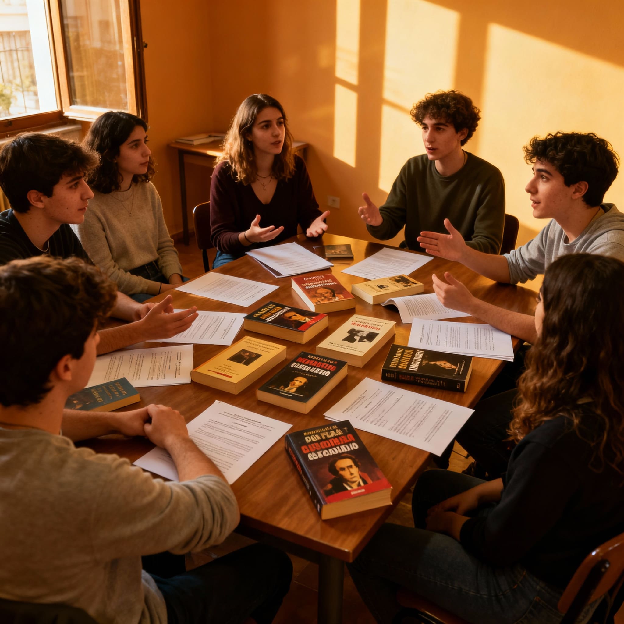Un grupo de personas debaten sobre lecturas