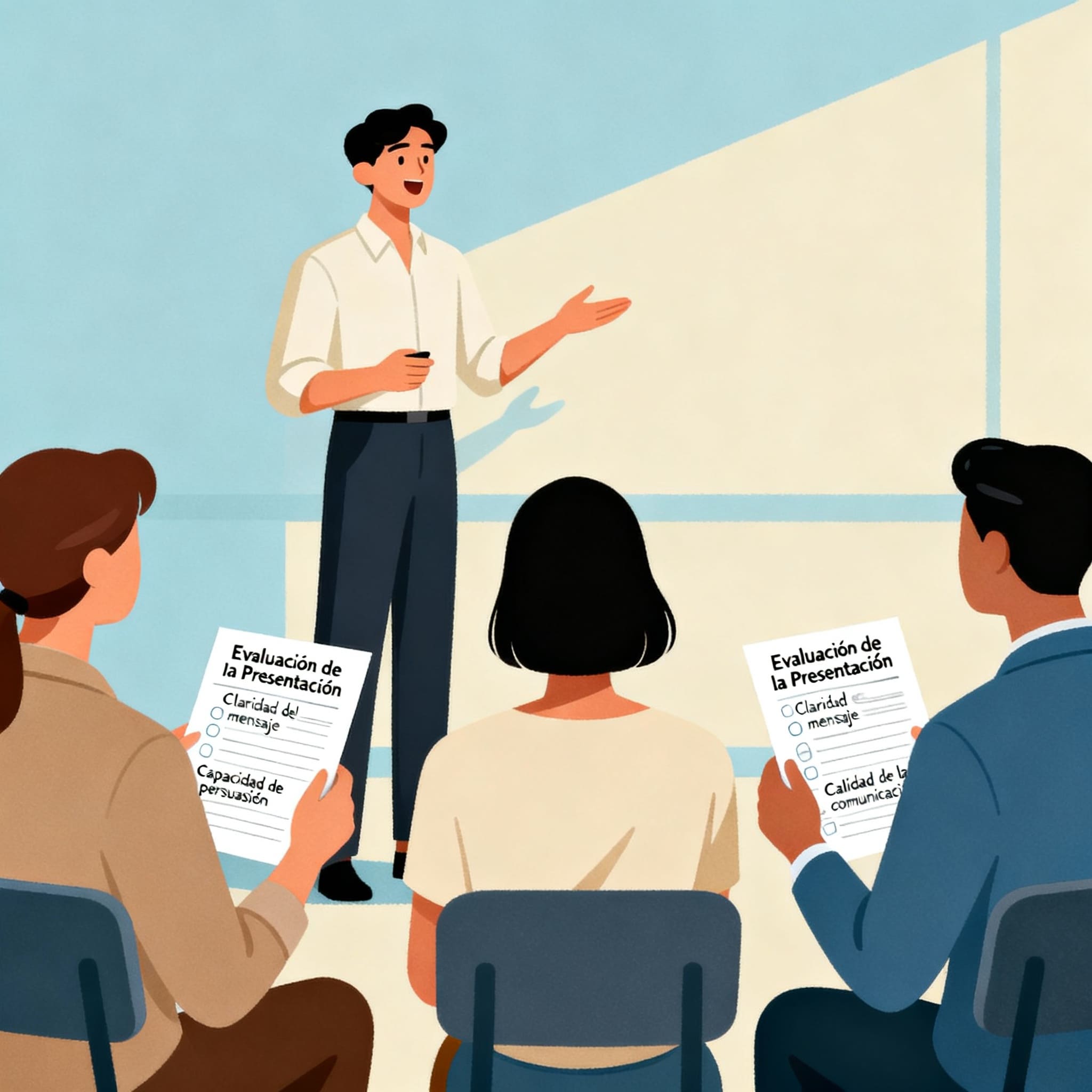 Un orador tiene como público a 3 personas que lo evalúan